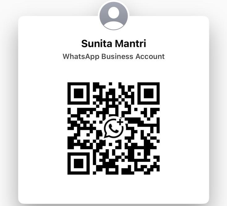 WhatsApp Business QR code for Sunita Mantri — scan to chat